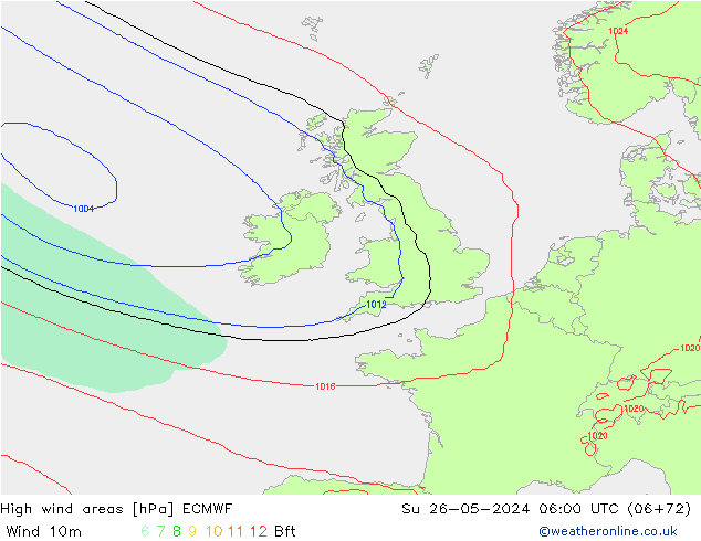 High wind areas ECMWF dom 26.05.2024 06 UTC