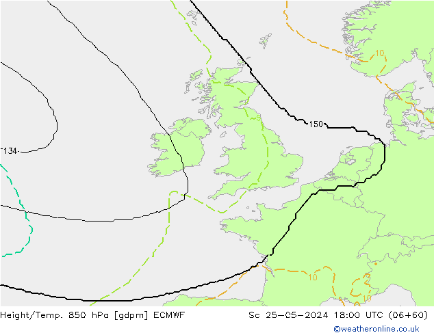 Hoogte/Temp. 850 hPa ECMWF za 25.05.2024 18 UTC