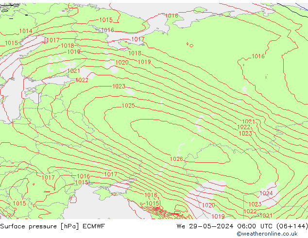 Atmosférický tlak ECMWF St 29.05.2024 06 UTC