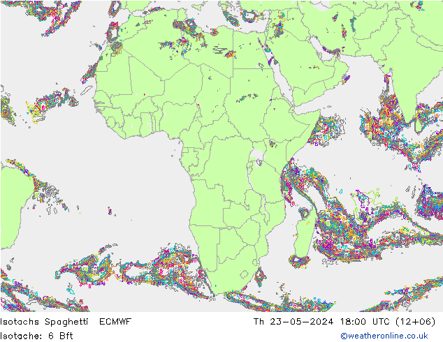 Isotachs Spaghetti ECMWF чт 23.05.2024 18 UTC