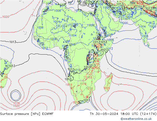 приземное давление ECMWF чт 30.05.2024 18 UTC