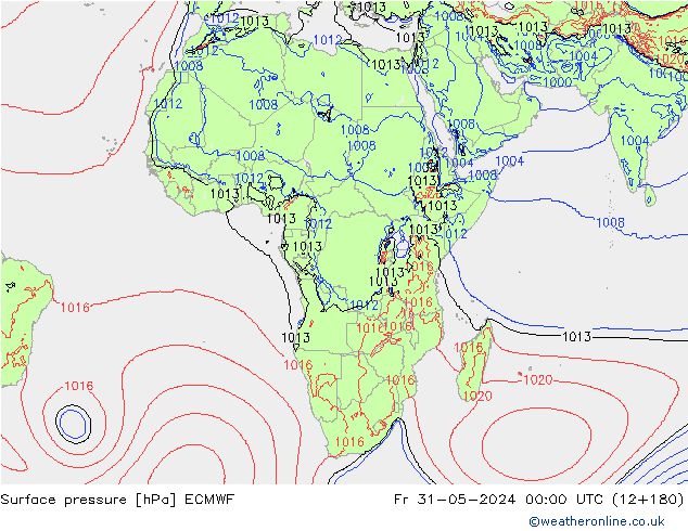 Surface pressure ECMWF Fr 31.05.2024 00 UTC