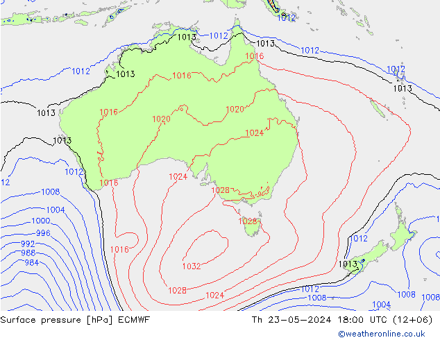 Pressione al suolo ECMWF gio 23.05.2024 18 UTC