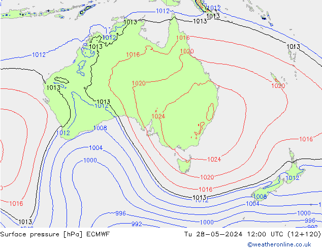 Surface pressure ECMWF Tu 28.05.2024 12 UTC