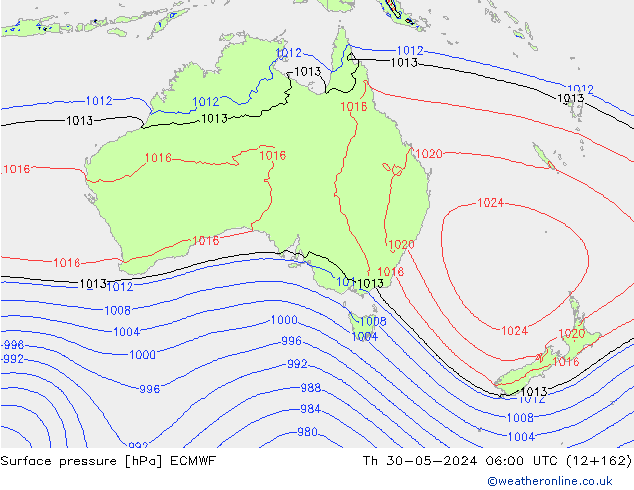 ciśnienie ECMWF czw. 30.05.2024 06 UTC