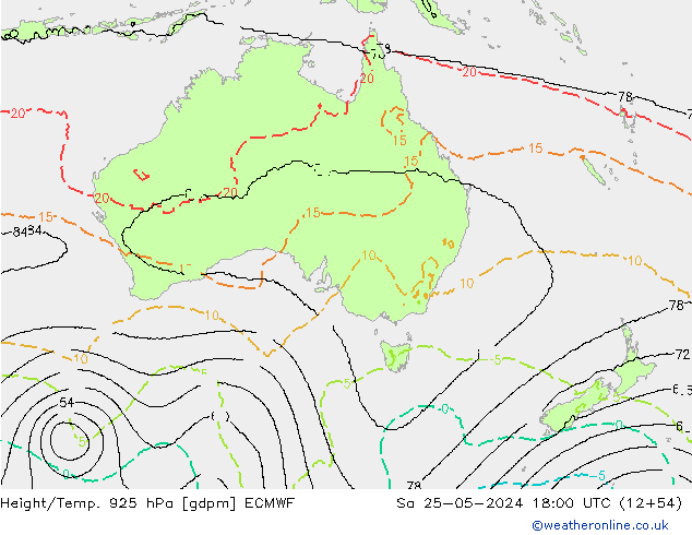 Géop./Temp. 925 hPa ECMWF sam 25.05.2024 18 UTC