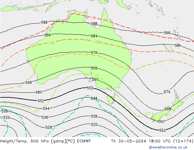 Height/Temp. 500 hPa ECMWF Th 30.05.2024 18 UTC