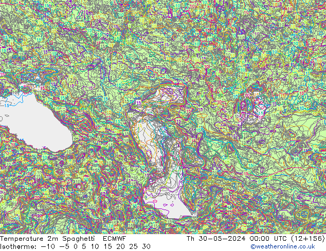 mapa temperatury 2m Spaghetti ECMWF czw. 30.05.2024 00 UTC