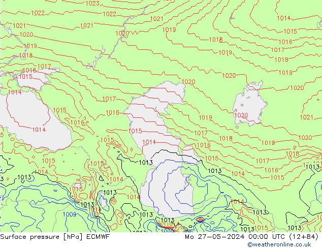 pressão do solo ECMWF Seg 27.05.2024 00 UTC