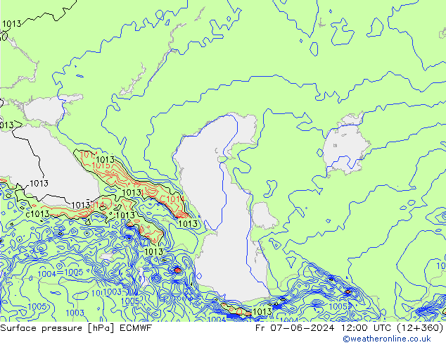 Atmosférický tlak ECMWF Pá 07.06.2024 12 UTC