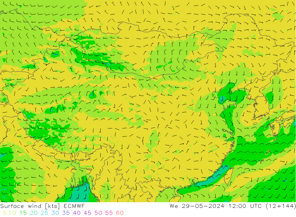 风 10 米 ECMWF 星期三 29.05.2024 12 UTC