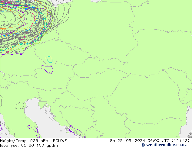 Height/Temp. 925 гПа ECMWF сб 25.05.2024 06 UTC