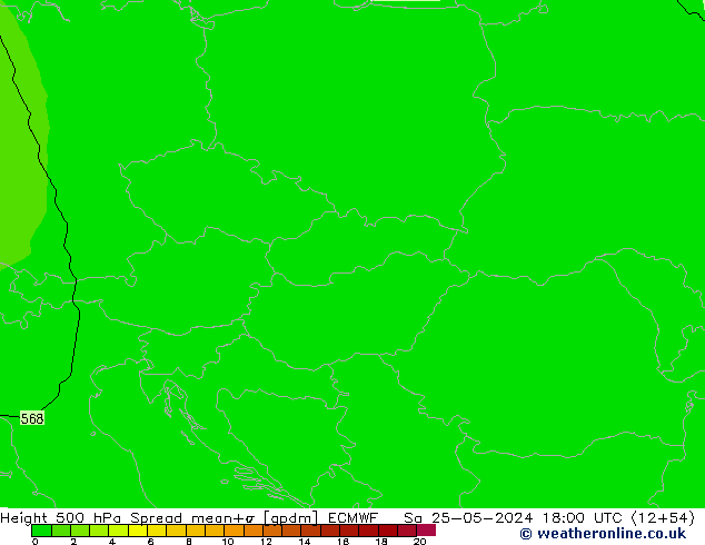 Height 500 hPa Spread ECMWF sab 25.05.2024 18 UTC