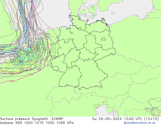 Surface pressure Spaghetti ECMWF Su 26.05.2024 12 UTC