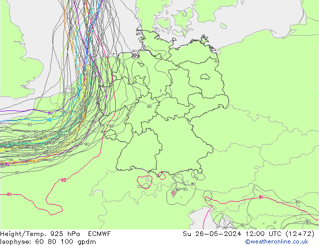 Height/Temp. 925 hPa ECMWF  26.05.2024 12 UTC