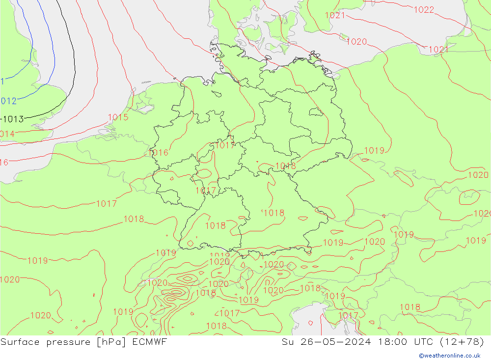 Surface pressure ECMWF Su 26.05.2024 18 UTC