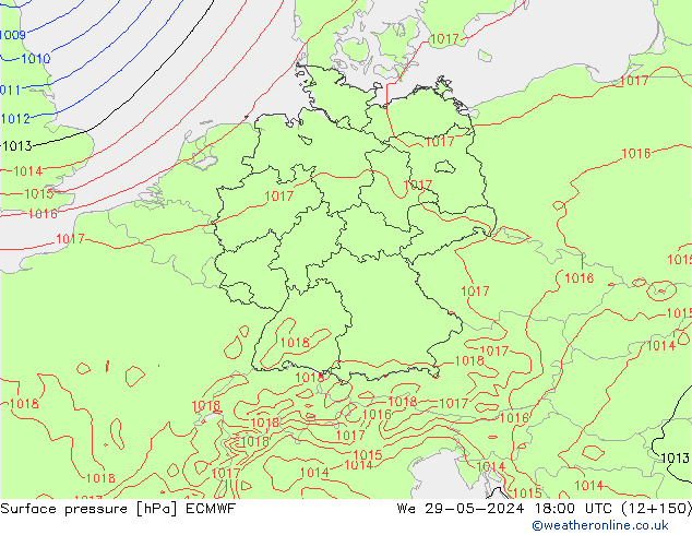 Surface pressure ECMWF We 29.05.2024 18 UTC