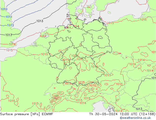 Surface pressure ECMWF Th 30.05.2024 12 UTC