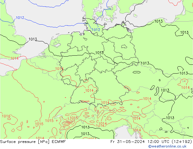 Bodendruck ECMWF Fr 31.05.2024 12 UTC