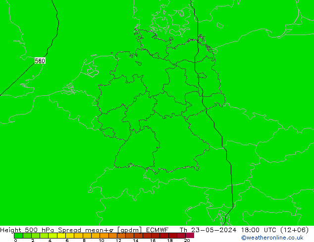 Height 500 hPa Spread ECMWF Do 23.05.2024 18 UTC