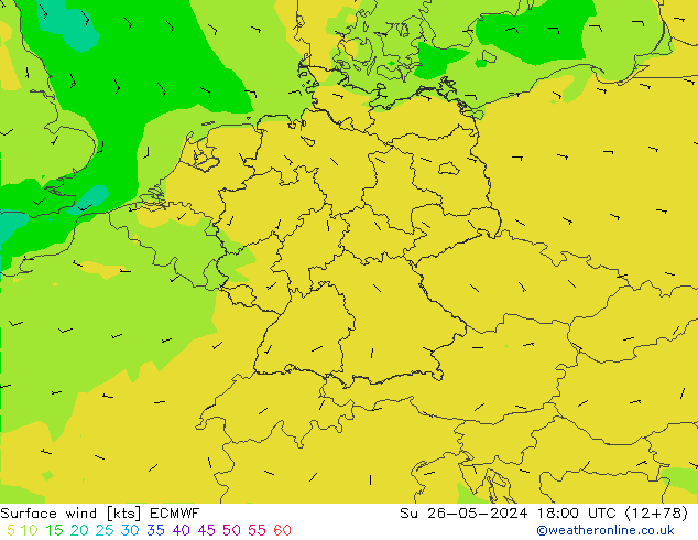 Bodenwind ECMWF So 26.05.2024 18 UTC