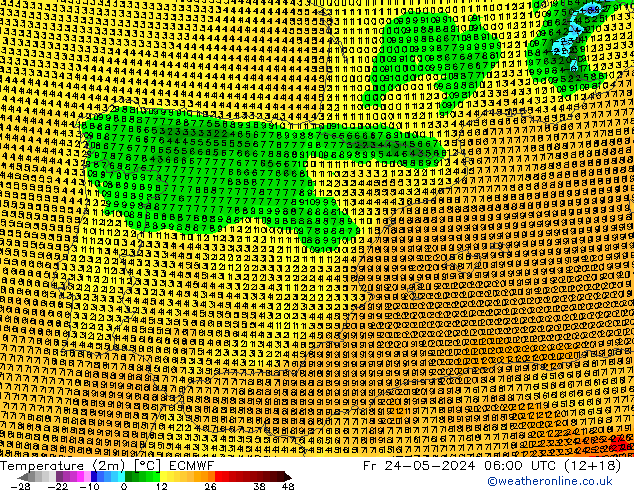 карта температуры ECMWF пт 24.05.2024 06 UTC