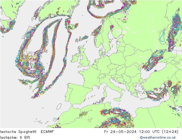 Isotachs Spaghetti ECMWF Fr 24.05.2024 12 UTC