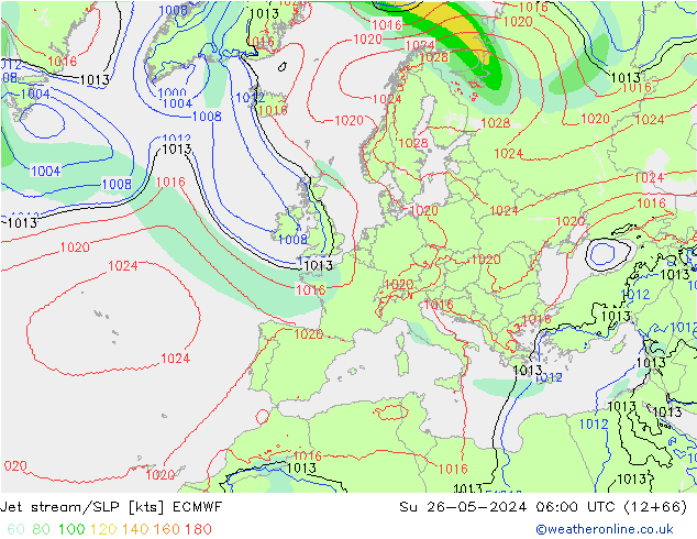 Polarjet/Bodendruck ECMWF So 26.05.2024 06 UTC