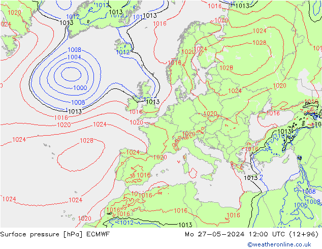 Bodendruck ECMWF Mo 27.05.2024 12 UTC