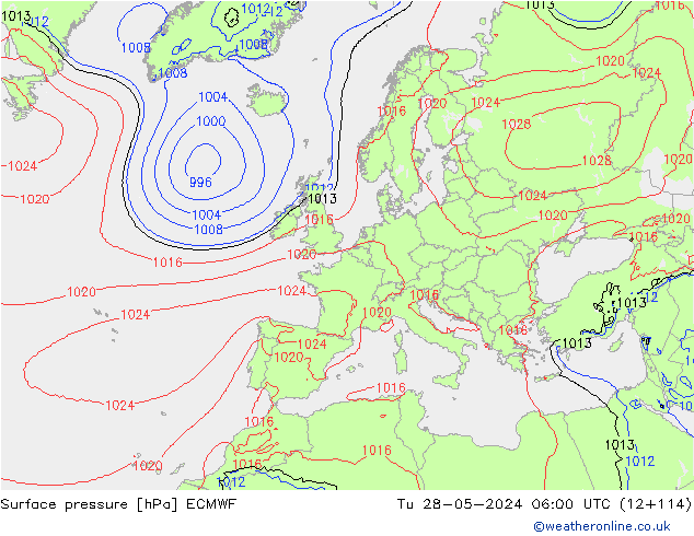 Surface pressure ECMWF Tu 28.05.2024 06 UTC