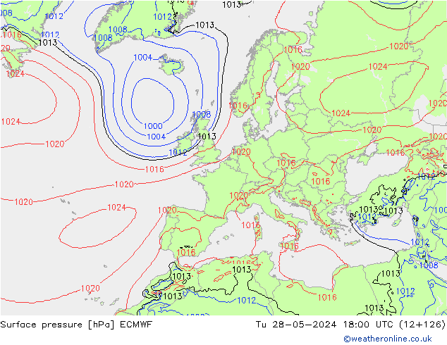 Surface pressure ECMWF Tu 28.05.2024 18 UTC