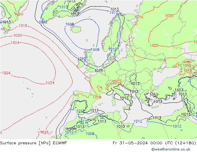 Yer basıncı ECMWF Cu 31.05.2024 00 UTC