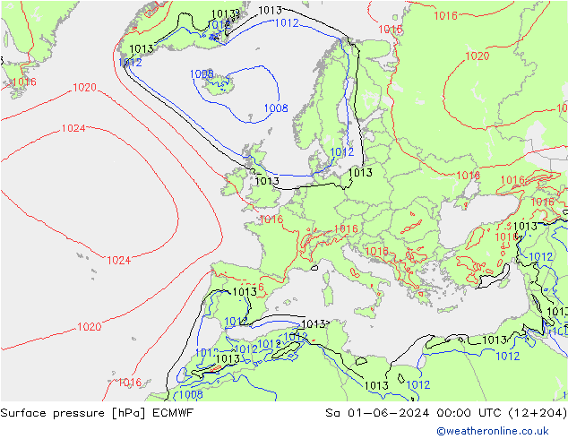 pression de l'air ECMWF sam 01.06.2024 00 UTC