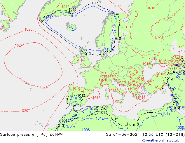 Yer basıncı ECMWF Cts 01.06.2024 12 UTC