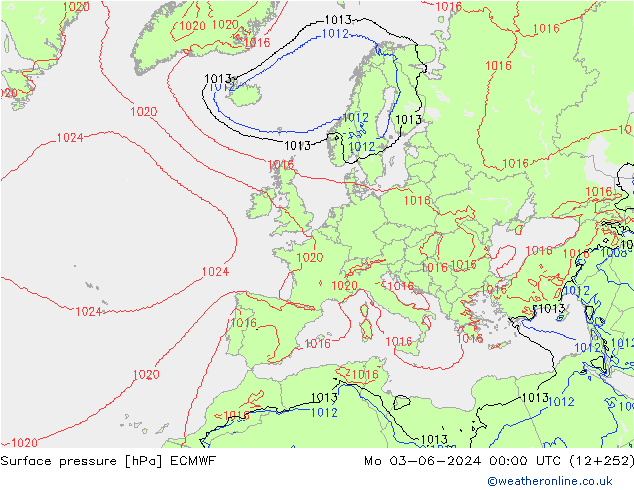 Bodendruck ECMWF Mo 03.06.2024 00 UTC
