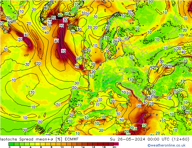 Isotachs Spread ECMWF  26.05.2024 00 UTC