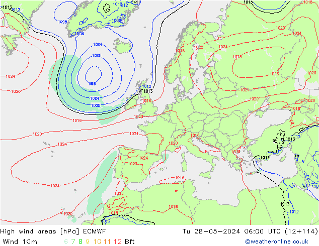 High wind areas ECMWF Tu 28.05.2024 06 UTC