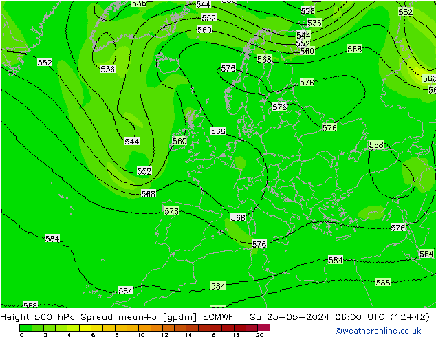 Height 500 hPa Spread ECMWF Sa 25.05.2024 06 UTC