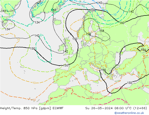 Géop./Temp. 850 hPa ECMWF dim 26.05.2024 06 UTC