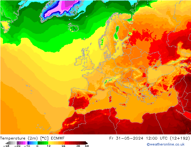 température (2m) ECMWF ven 31.05.2024 12 UTC