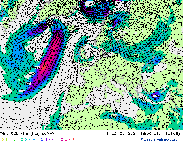 风 925 hPa ECMWF 星期四 23.05.2024 18 UTC