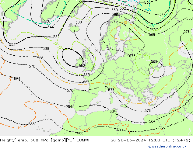 Yükseklik/Sıc. 500 hPa ECMWF Paz 26.05.2024 12 UTC