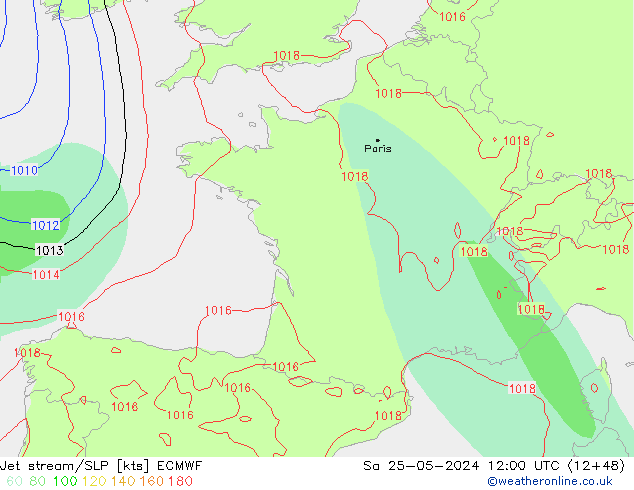 Polarjet/Bodendruck ECMWF Sa 25.05.2024 12 UTC