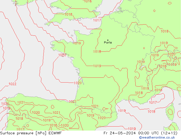 Bodendruck ECMWF Fr 24.05.2024 00 UTC