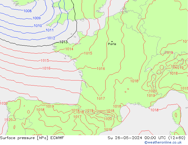 pressão do solo ECMWF Dom 26.05.2024 00 UTC