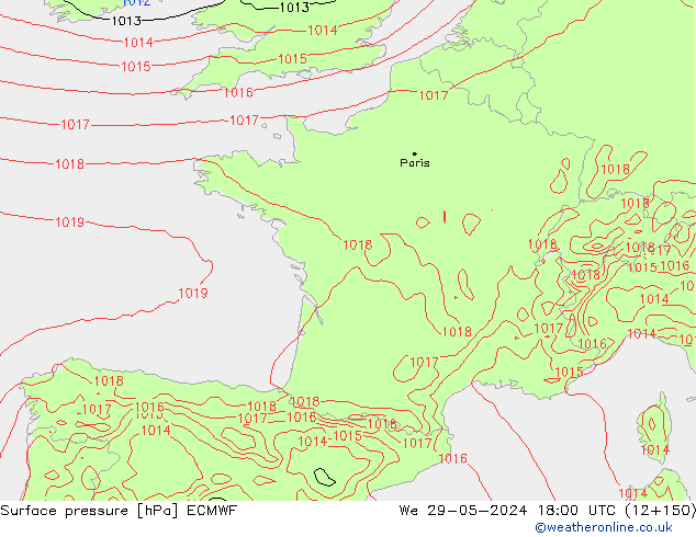 приземное давление ECMWF ср 29.05.2024 18 UTC
