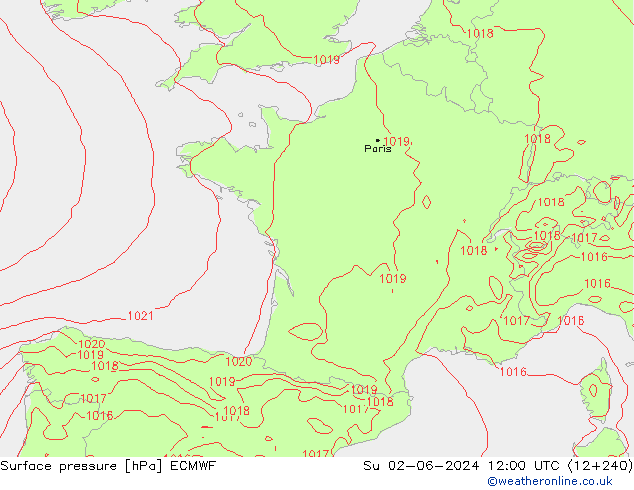 Luchtdruk (Grond) ECMWF zo 02.06.2024 12 UTC