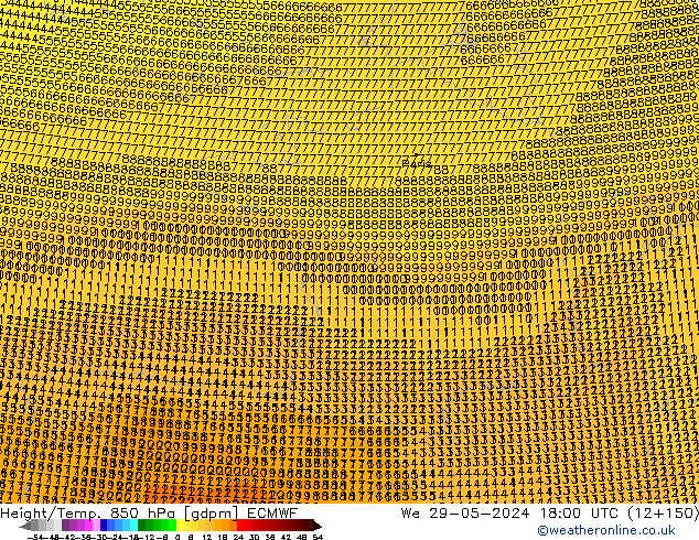 Géop./Temp. 850 hPa ECMWF mer 29.05.2024 18 UTC