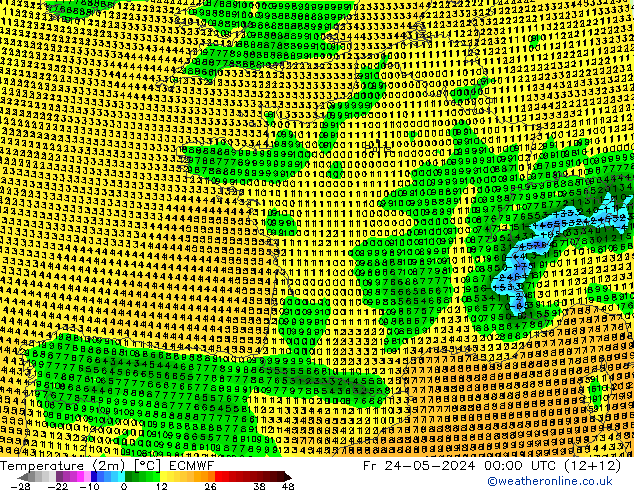 Temperaturkarte (2m) ECMWF Fr 24.05.2024 00 UTC