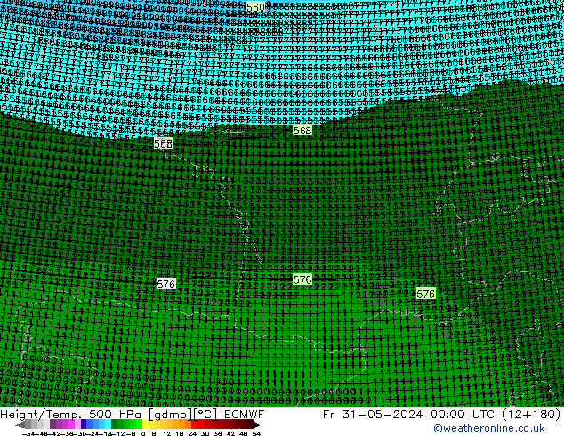 Geop./Temp. 500 hPa ECMWF vie 31.05.2024 00 UTC